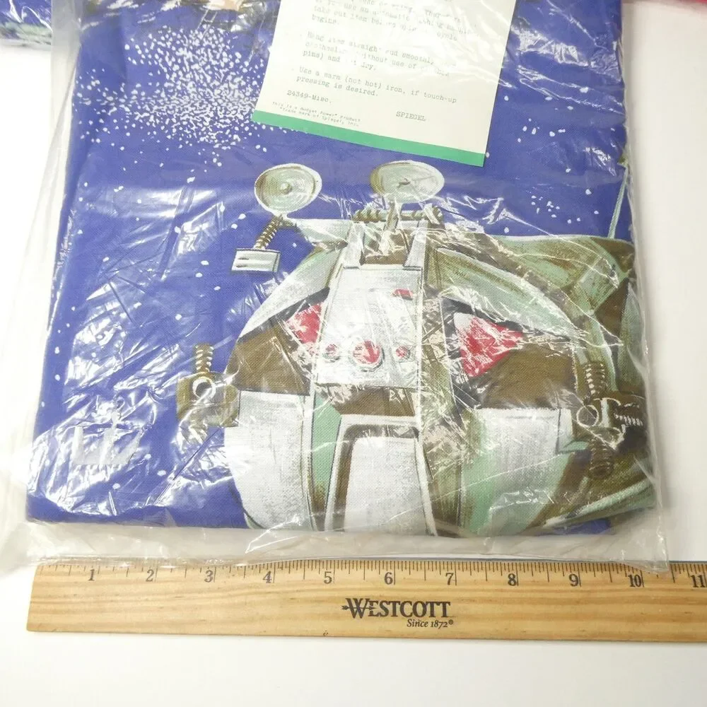 Space Race Moon Landing Sheets Spiegel Cotton Bunk & Sham Vintage NOS 1960s